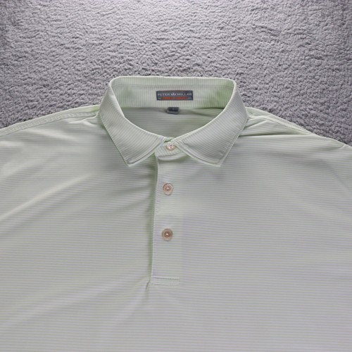 Peter Millar Polo Shirt Mens Large Green Striped Summer Comfort Performance Golf