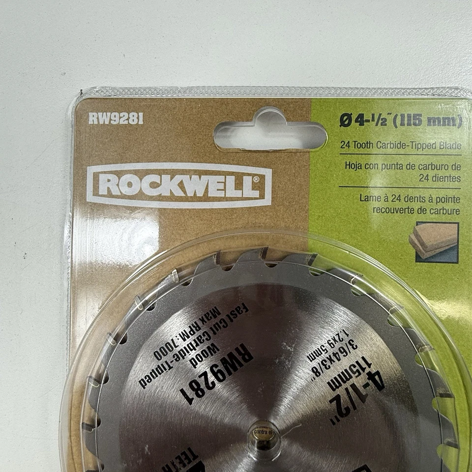 Rockwell RW9281 4.5" 24 dientes punta carburo TCT hoja de madera circular paquete de 2 NUEVO Foto 3 de 4
