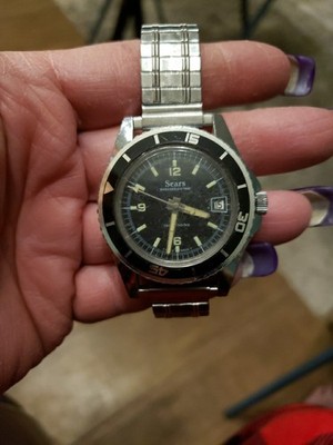 Vintage SEARS Self-Winding Automatic Divers Stainless Steel Date Watch 16097