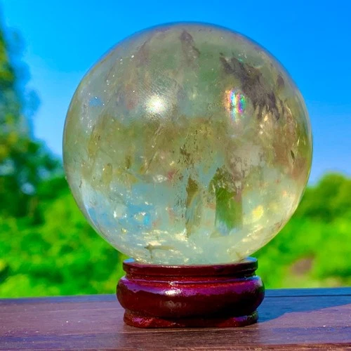 381G AAA Grade Natural Rainbow Citrine Sphere Quartz Crystal Healing Chakras