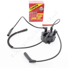 5107 Black 4-Wire Spark Plug Ignition Wires 7mm +Distributor Cap EPDM USA