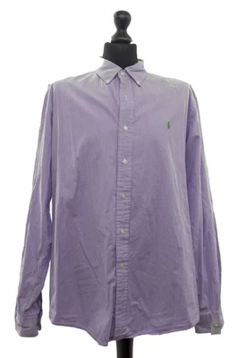 Ralph Lauren Herren Langarm Hemd 2XL lila weiß gestreift Button-Down Custom Fit - Bild 1 von 4