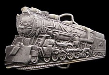 JK08161 COOL 1970s VINTAGE RAILROAD LOCOMOTIVE TRAIN ENGINE PEWTER BUCKLE