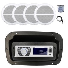 Pyle Marine Receiver,Adapter,Spa Bezel, Antenna,Wire, 4x 6.5" 90W White Speakers