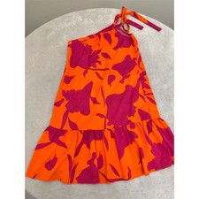 SHEIN Dress Womens Size S Orange Magenta Floral One Shoulder Mini NEW!