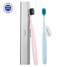 Oralphi Aluminum Toothbrush Travel Case 2 Soft Bristle Toothbrushes Portable