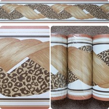 X3 1990s Vintage MAYFAIR Wallpaper Borders 80s Swags Leopard print Warm Colours