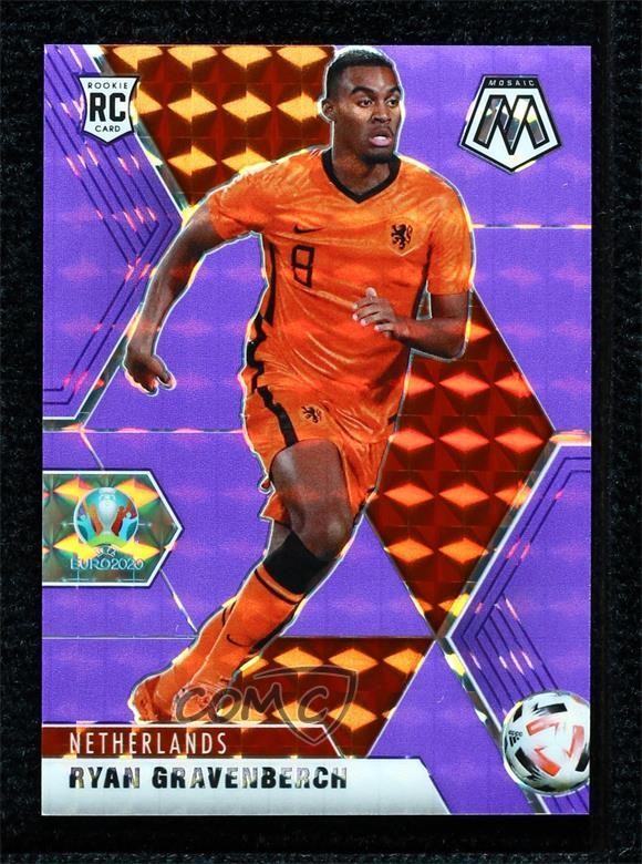 2021 Mosaic UEFA Euro 2020 Fluorescent Purple Prizm 29/70 Ryan Gravenberch nr2