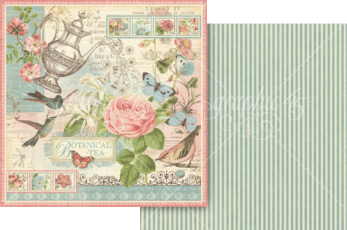 GRAPHIC "BOTANICAL TEA"12X12 KEEPSAKE EDITION FLOWERS BIRDS SCRAPJACK'S PLACE - Picture 4 of 15