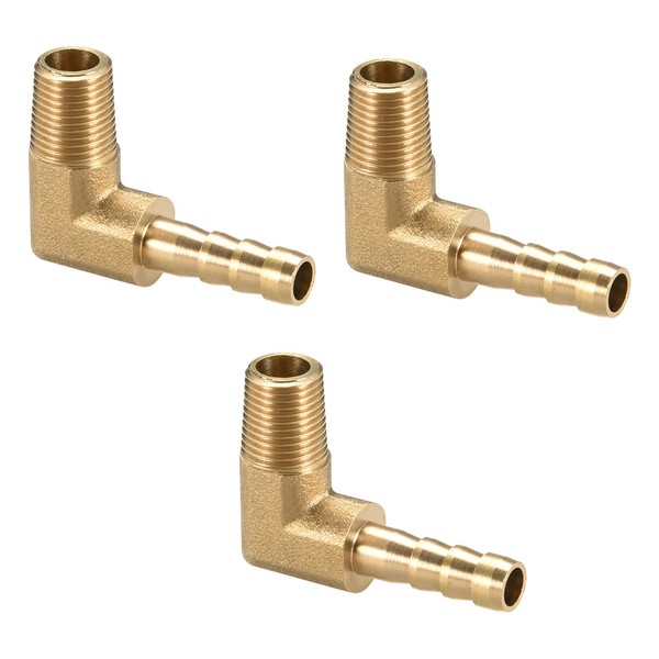 "3Stk. Messing Barb Schlauch 90 Grad Ellbogen 6Mm Stachel X 1/8\" G Stecker Pfeife"-image