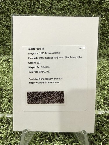 2025 Donruss Optic Tez Johnson Neon Blue (RAW)
