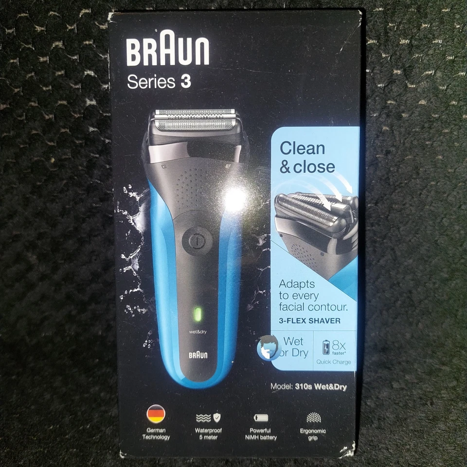 Braun Series 3 310s Wet and Dry Rechargeable Electric Shaver Men Blue And Black