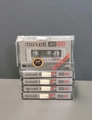 Lot of 5 Maxell MX 60 NEW 1977 Metal Cassettes Type IV Shrink Wrap Broken Vtg