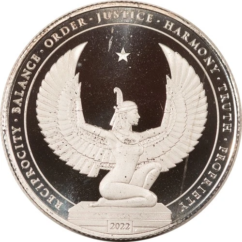 2022 KINESIS MINT 1 OZ .9999 FINE SILVER ROUND, EGYPTIAN GODDESS MA'AT - GEM BU!