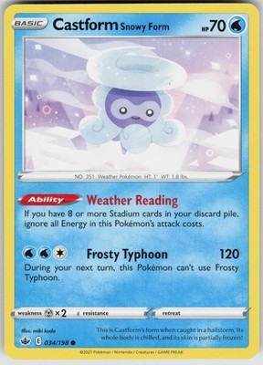Castform Snowy Form 034/198 Common Chilling Reign Near Mint