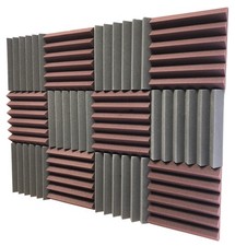 2" Burgundy & Black Acoustic Wedge Soundproofing Studio Foam Tiles 12 Pack