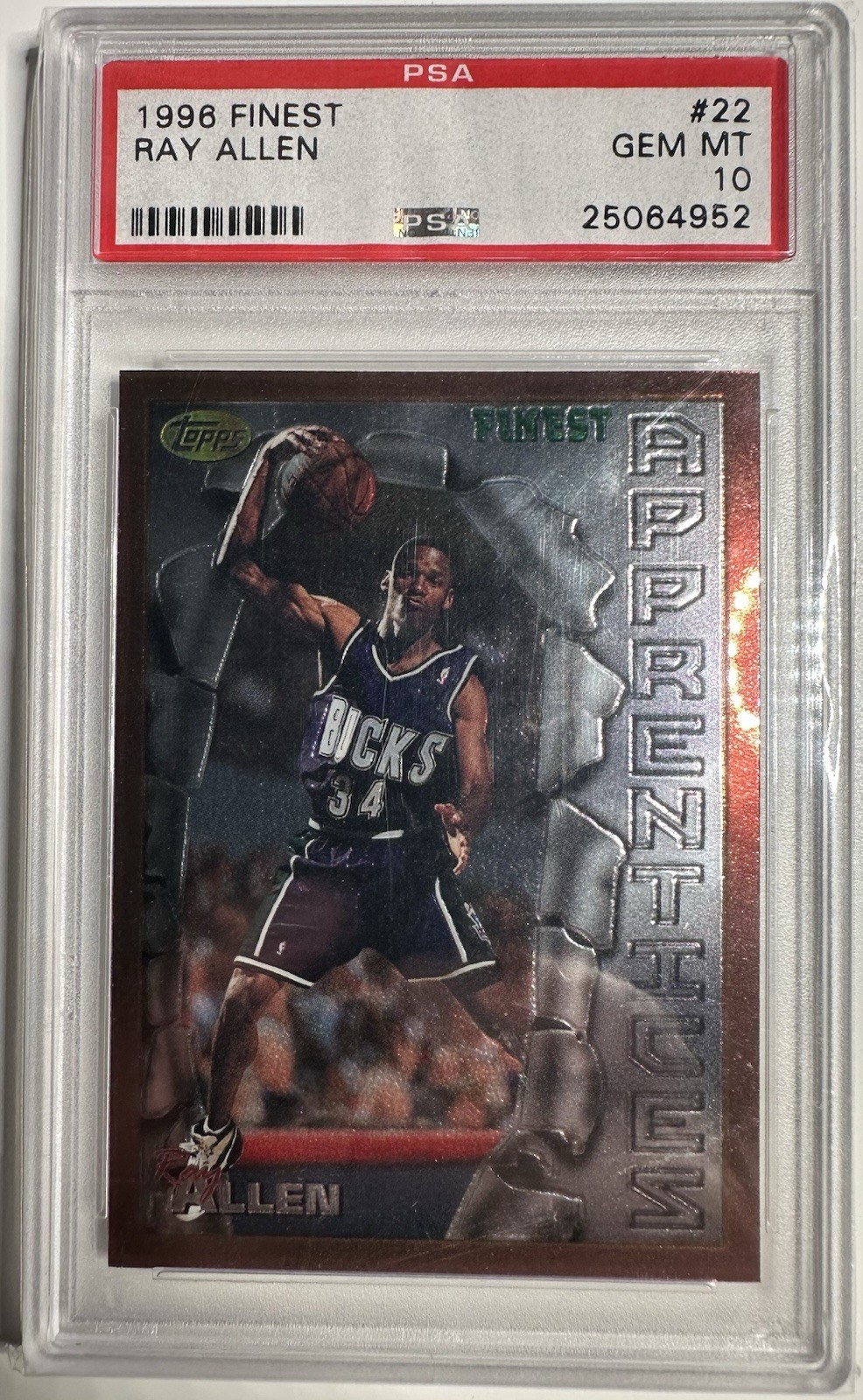 1996 Topps Finest Ray Allen #22 PSA 10