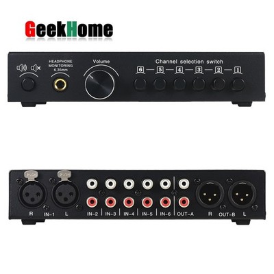 B081 6-IN 3-OUT Audio Switcher XLR RCA Stereo Signal Source Selection Switcher