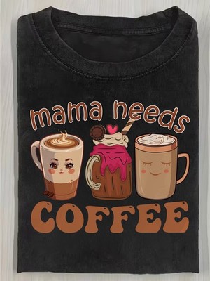 Men's Vintage Coffee T-shirt, Printed with the Words ''Mom Needs Coffee'' and a