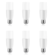 6-Pack 6W LED Tubular Light Bulbs E26 Base 60W Equivalent 3000K Warm White