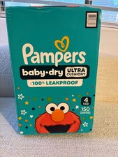 Diapers Pampers Baby Dry Size 4 150 Count Absorbent Disposable Infant overnight