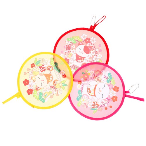 3 Pcs Round Hand Fan Retro Foldable Decorative Folding Fans Portable ...