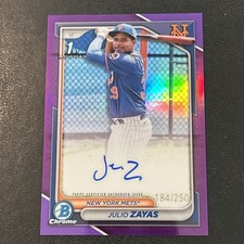 2024 Bowman Chrome - Prospect Autographs Julio Zayas #CPA-JZ Purple Refractor...