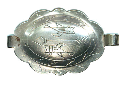 Vintage Silver Native American or Southwestern Concho Belt Section Link Piece