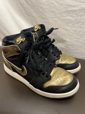 Nike Air Jordan 1 Retro High OG Black Metallic Gold 5.5Y Boys