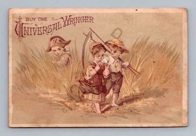 Universal Wringer Card O. T. Dore Levant ME Children Scythe Ad Wheat Romance