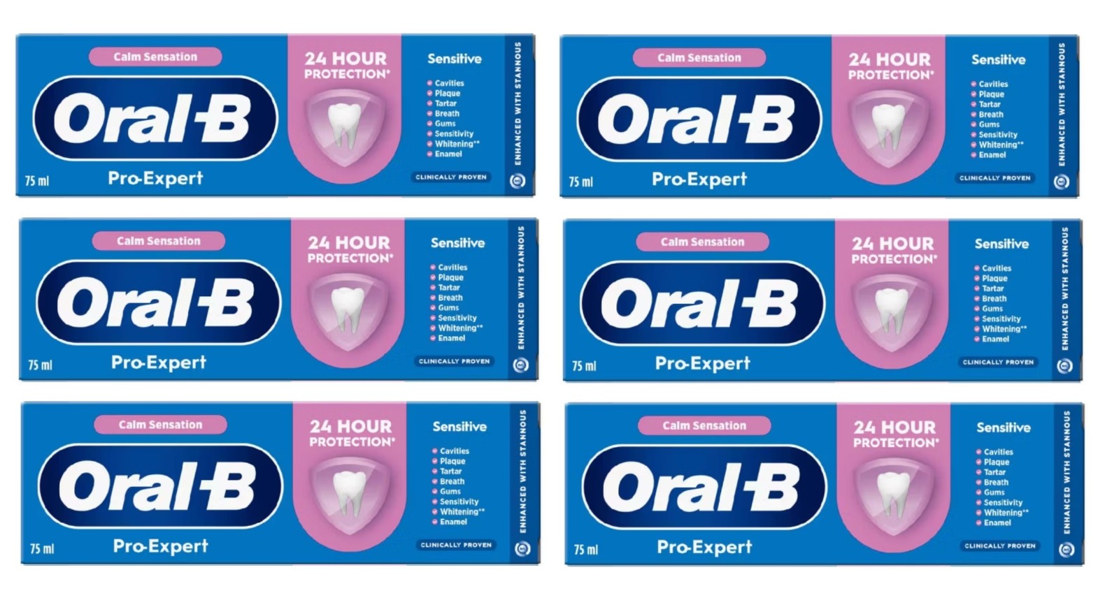 Oral-B Pro-Expert Sensitive Toothpaste 24h Protection 75ml | 6 Pack
