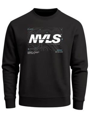 Sweatshirt Herren Frontprint Pullover mit Print Aufdruck Logo Linien Techwear