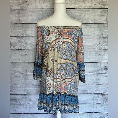 umgee off the shoulder dress Umgee Off Shoulder Lace Floral Ruffle Dress Size M Fairy Fairycore