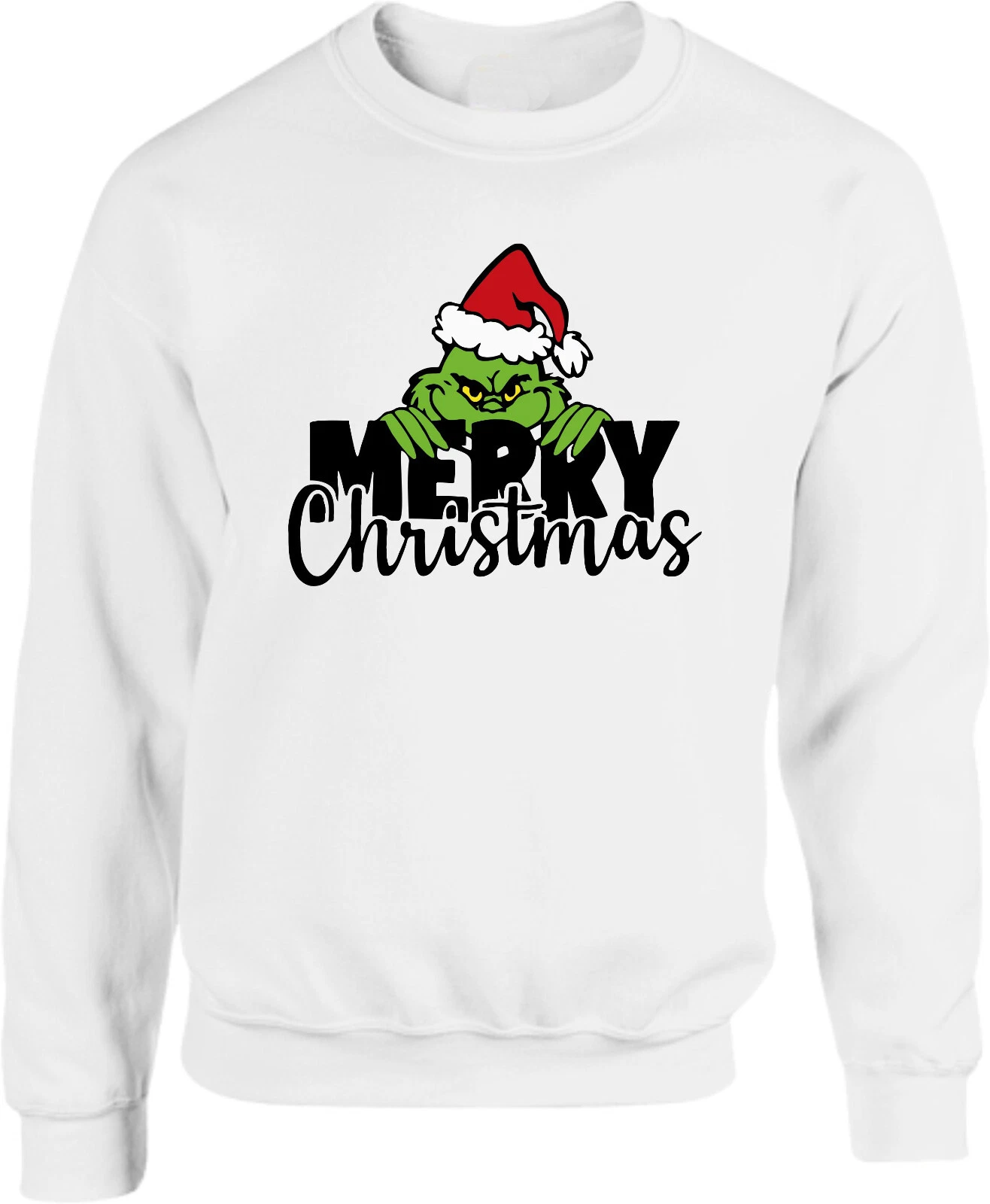 Merry Christmas Funny Character Sweater, Cute Grin Holiday Sweatshirt