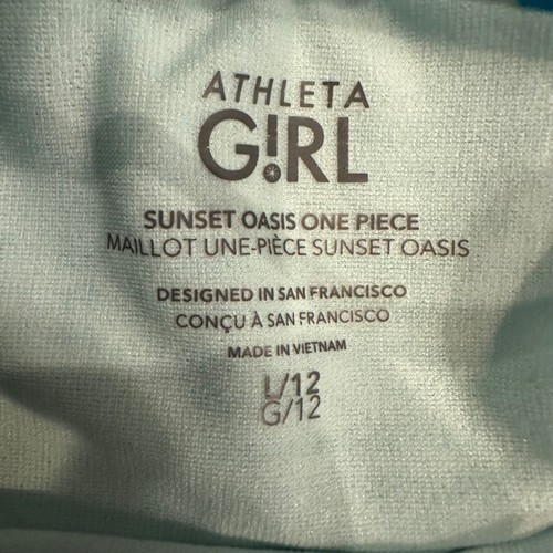 ATHLETA GIRL BLUE AND GREEN ONE PIECE SWIM SUIT LARGE 12 - Picture 4 of 4