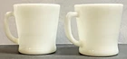 Anchor Hocking Fire King White Milk Glass D Handle Coffee Mugs Set of 2 Vintage