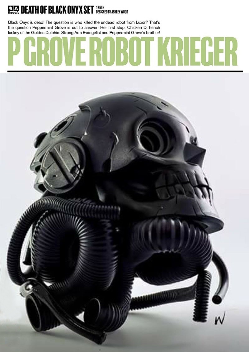 【新品】Black Onyx Severed Bot Head / threeA ThreeA 1/6 BLACK ONYX SKULL
