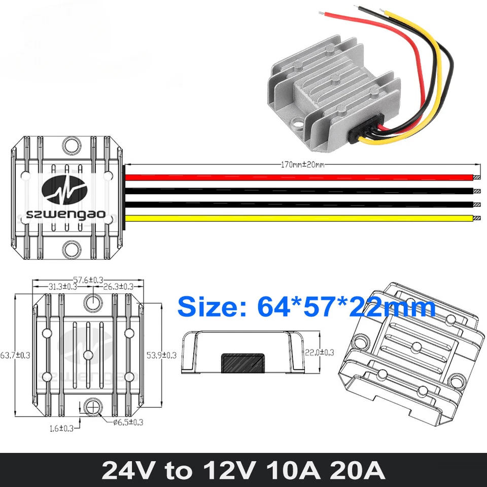DC 24V to 12V 3A/5A/10A/20A/30A/60A Step Down Power DC Converter Buck Regulator - Image 3 of 4