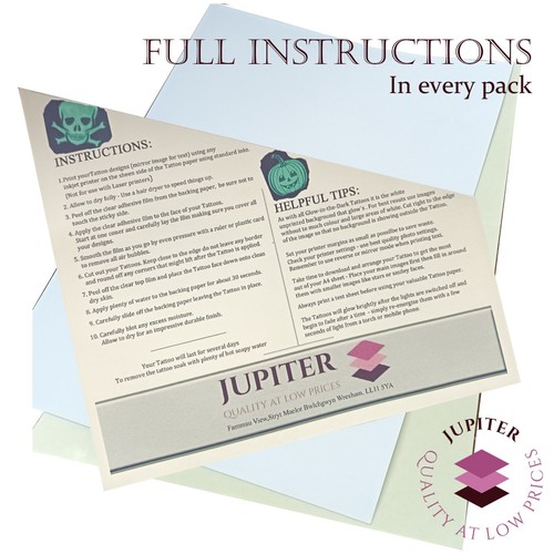 Tattoo Glow in Dark Transfer Papers -New- Easy Waterproof Tattoos Inkjet 5 sets - Picture 2 of 6