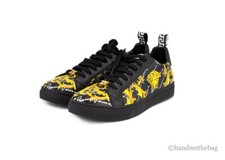 Versace Low Top Leather Vitello St. Barocco Signature Printed Sneaker Shoes