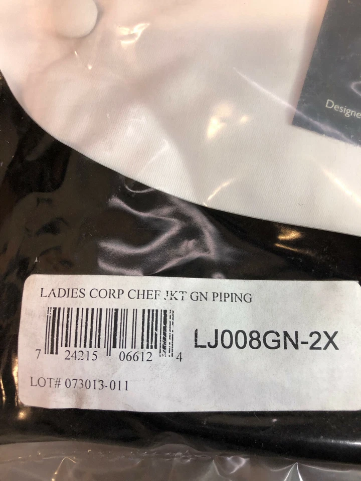 Chef Revival LJ008GN-2X Ladies Poly Cotton Chef Jacket, 2X Green Piping - Image 4 of 4