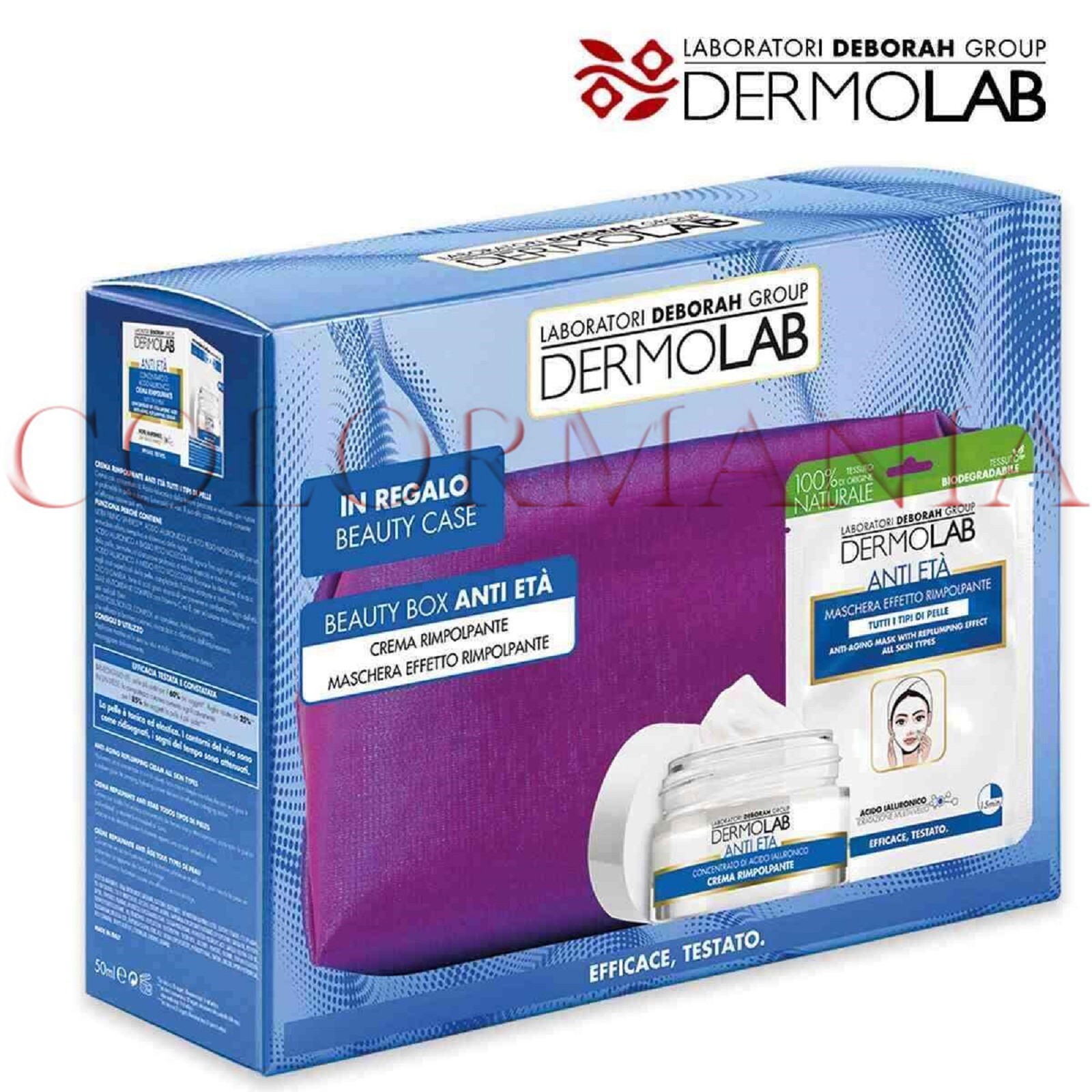 DERMOLAB BEAUTY BOX ANTI ETA' BEAUTY CASE + CREMA VISO  + MASCHERA RIMPOLPANTE