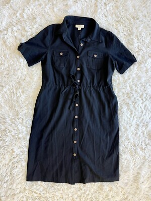 Appleseeds Button Front Shirt Black Dress Women's Size 12 Petites