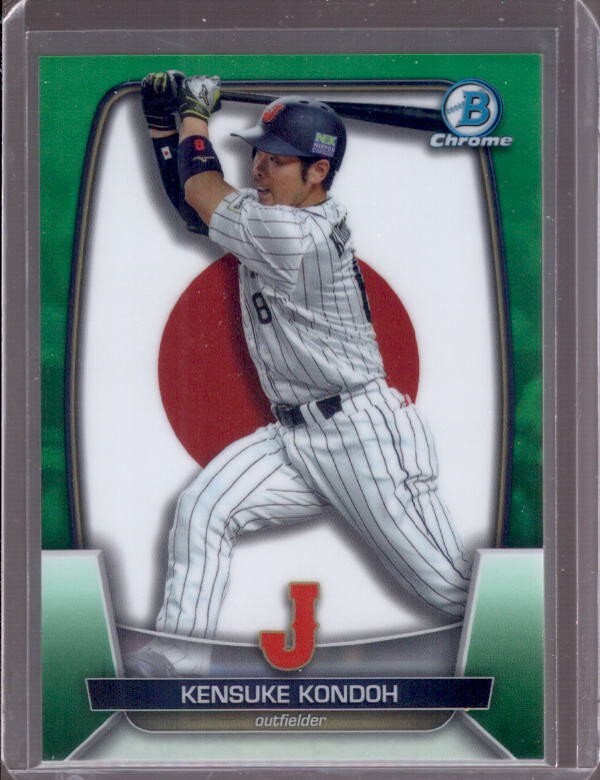 KENSUKE KONDOH 2023 Bowman Chrome WBC #53 Flag Green Refractor Variation #99/99