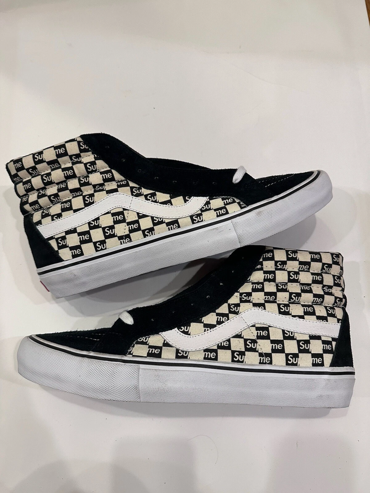 Size 13   VANS Sk8 Hi x Supreme Checkered Black