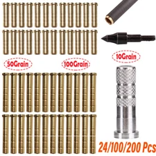 10/50/100Grain Weight Archery Arrow Insert Brass & Aluminum for ID 6.2 mm Shaft