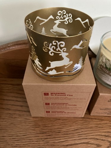 Avon Sandlewood 3 Wick Candle W/ Festive Deer Candleholder - Picture 2 of 3