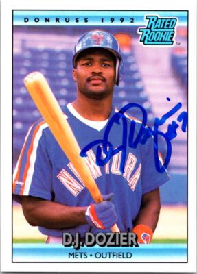 D.J. Dozier signed baseball Card (New York Mets) 1992 Donruss