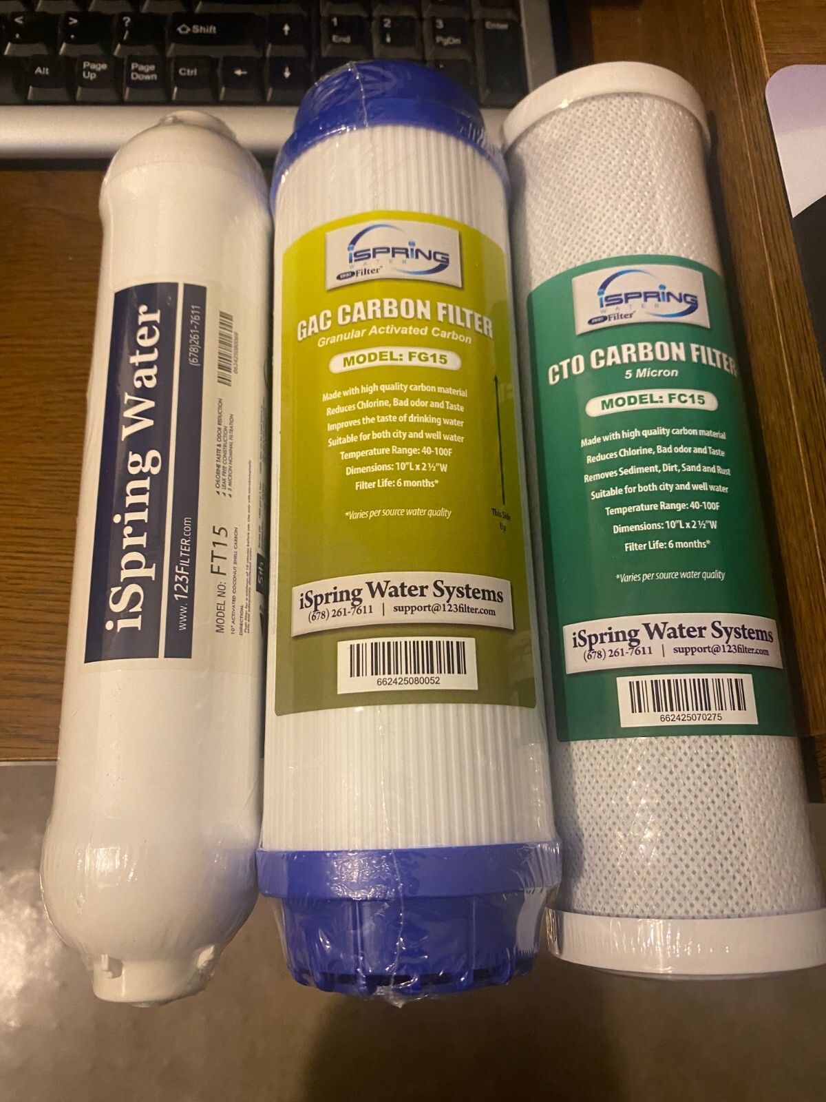Set of 3 ISPRING 123  WATER FILTER. REPLACEMENT FT15 FG15 FC