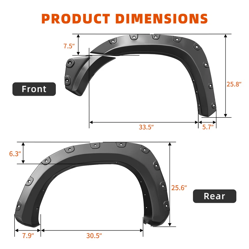 Fender Flares Pocket Rivet for 2012-2015 Toyota Tacoma Bolt 6ft Long Bed 4pcs Foto 2 de 4